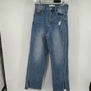 Womans Vervet High-Waist Blue Wide-Leg Jeans with Slits size 26